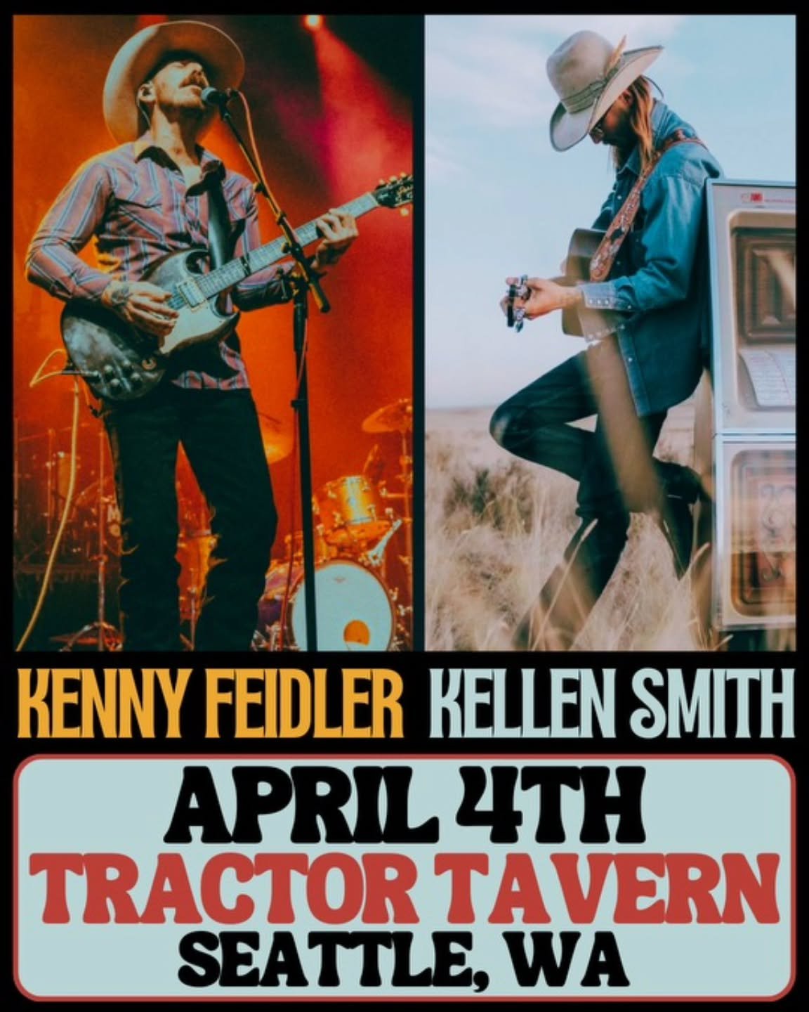 SEATTLE!
Tomorrow night @kennyfeidler and @kellensmithmusic will be rolling into town for a great night of music on Ballard Ave at the @tractortavern!