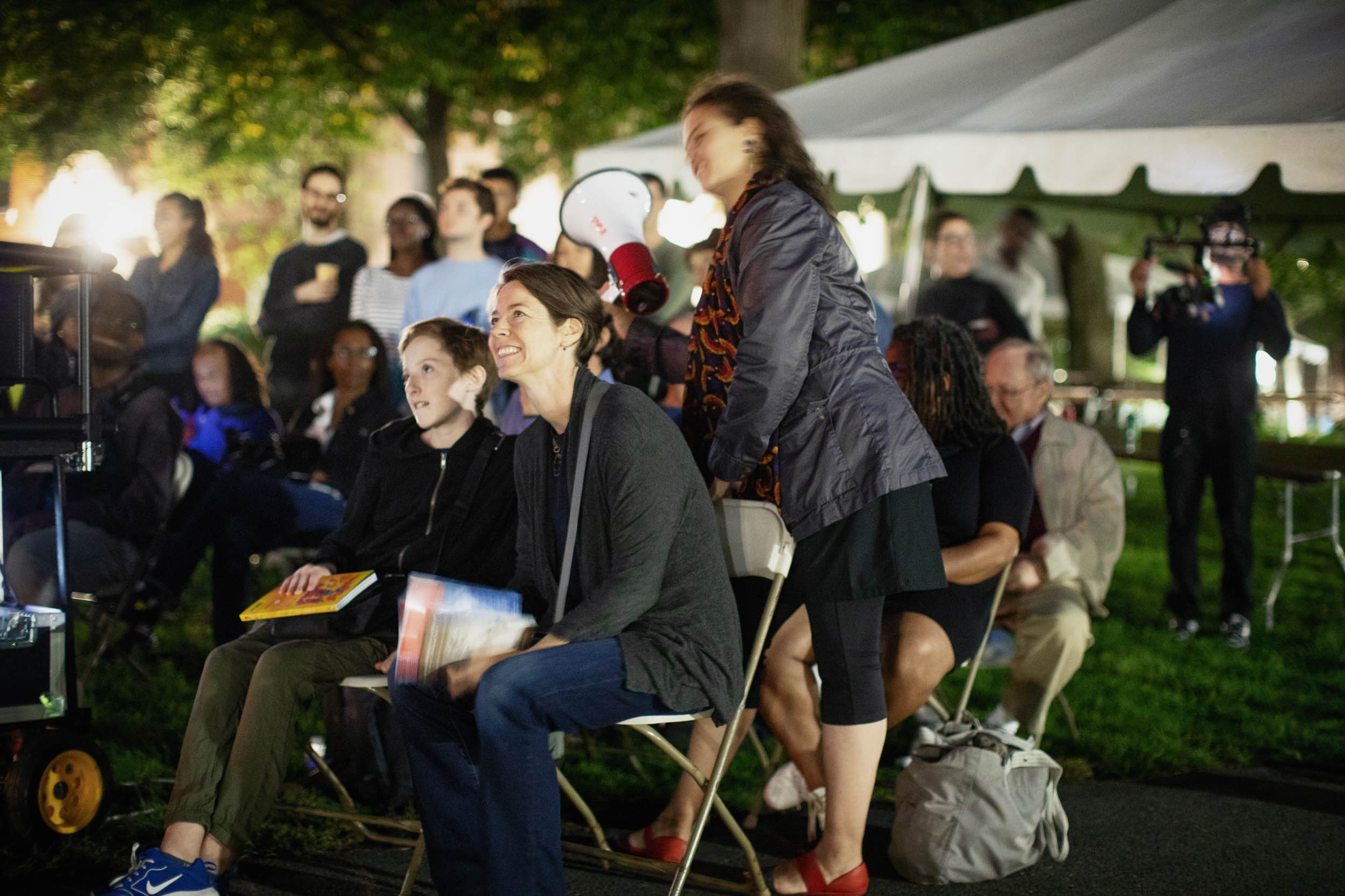 Crowd observing projection