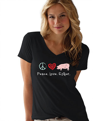 Peace.Love.Esther Ladies Super Soft Tee (V-Neck).jpg