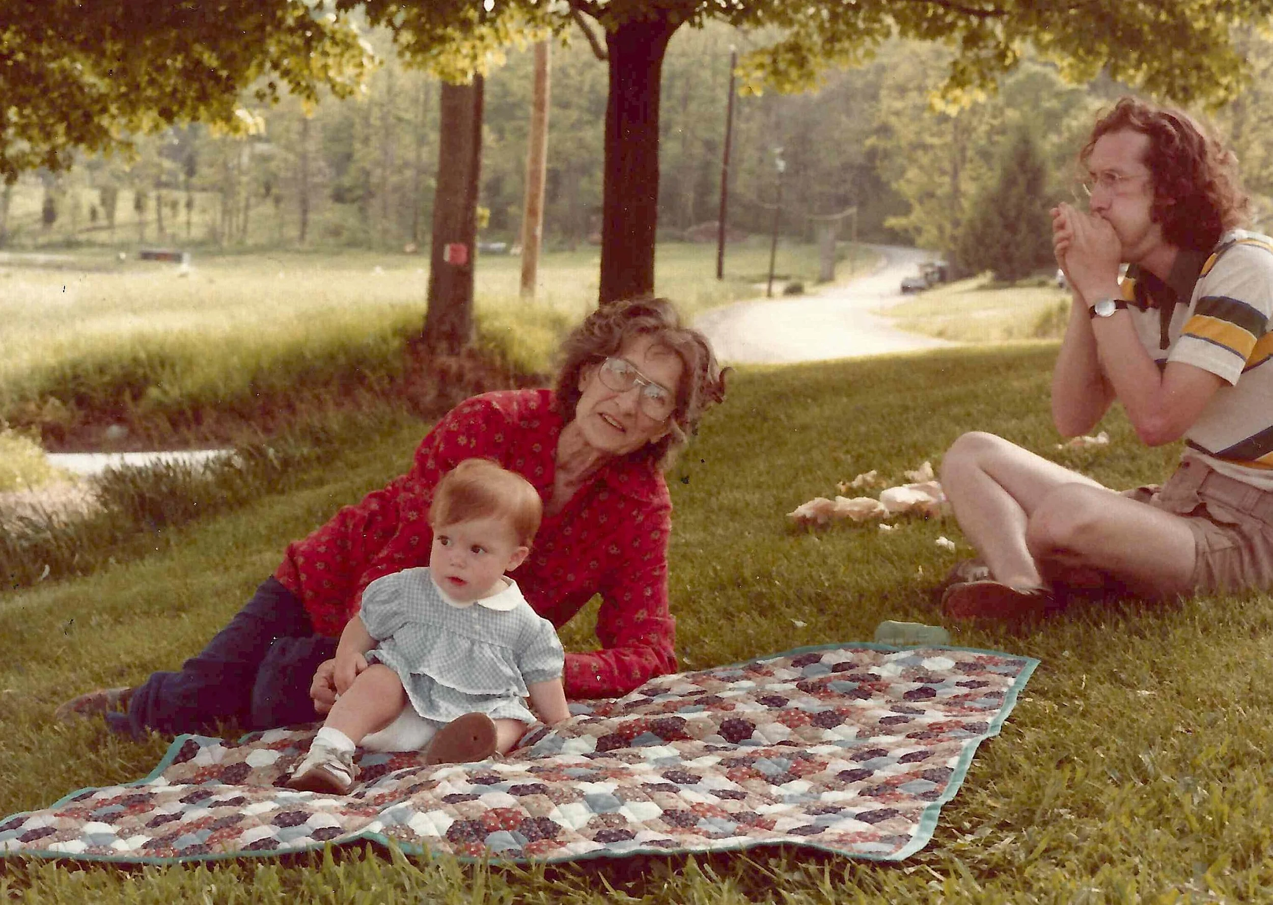 Virginia Bartow in 1981 with me and my father Charles Hardy at her farm in Hope New Jersey.
