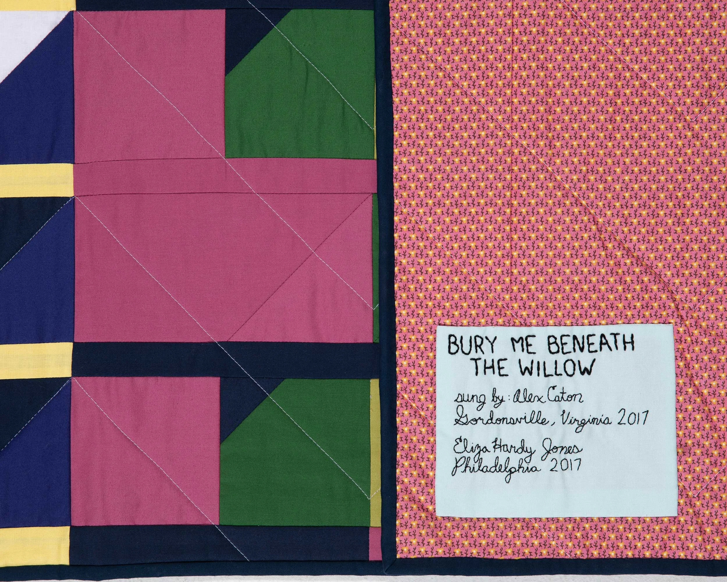 A traditional backing fabric, with a detail of the chevron quilting.