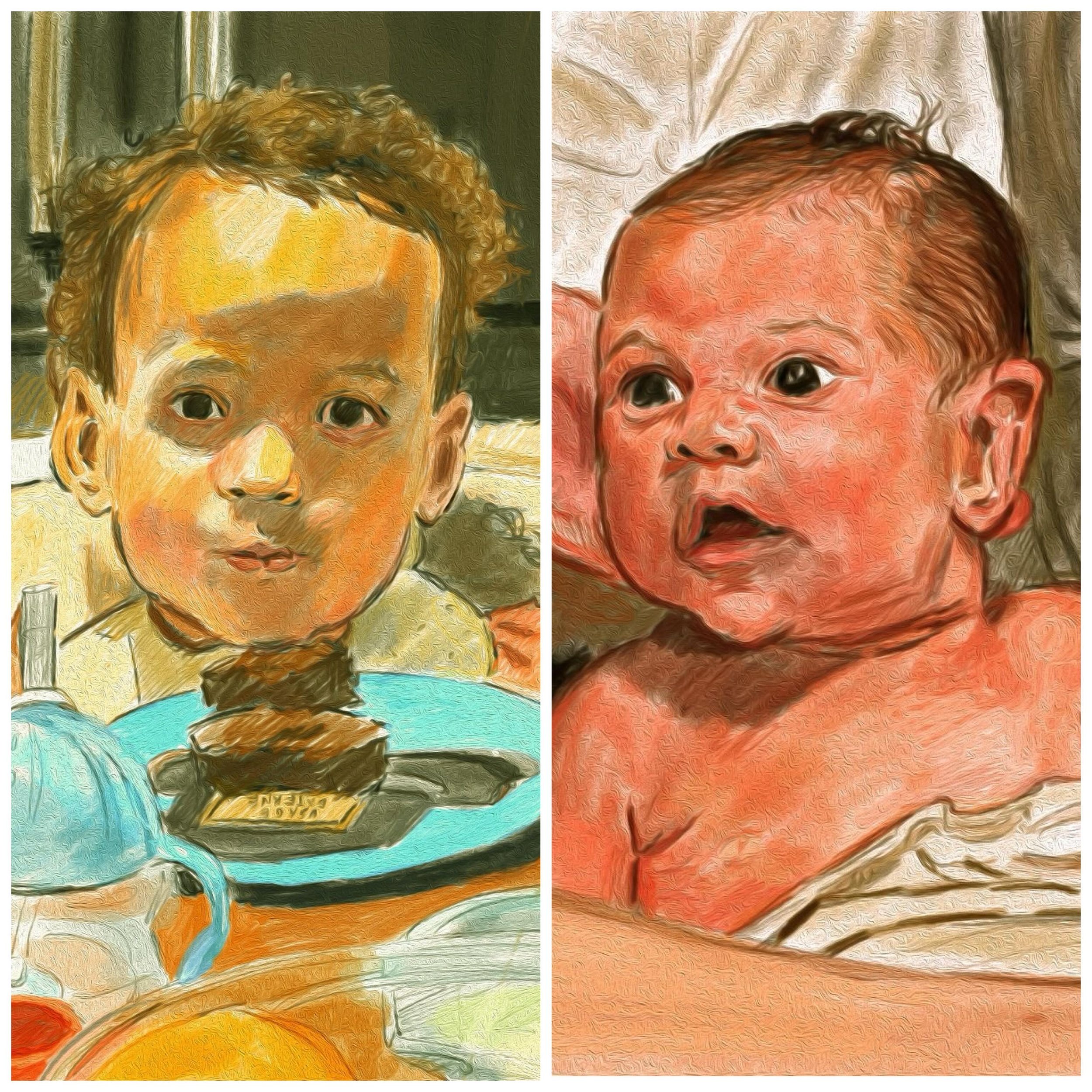 Portraits of my daughters age 2 1/2 and 1 month old today!