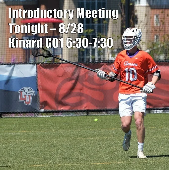 REMINDER: Our introductory meeting for prospective players is being held TONIGHT. It will take place in Kinard GO1 from 6:30 to 7:30 and outline all information surrounding the team. Open to all students and is a great time to ask questions.