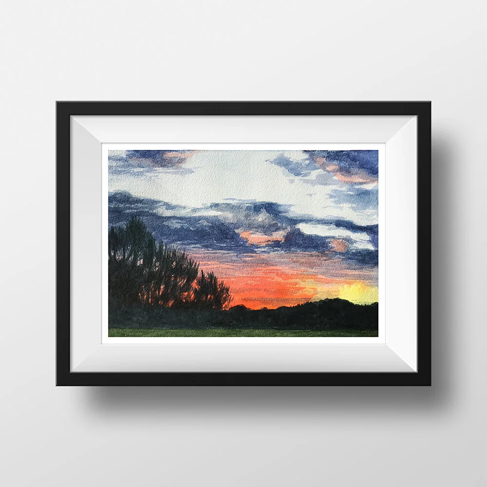 sunsetOverTreesAnd FieldTalbotCountyFramed.jpg
