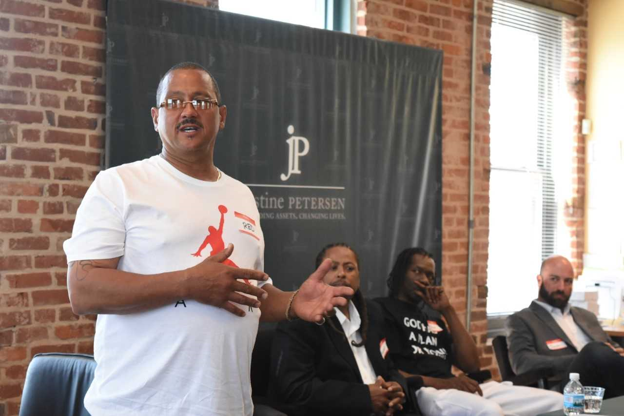 Red of Red’s BBQ talks about his experiences as part of a panel held at Justine PETERSEN’s office during Missouri’s Small Business Week