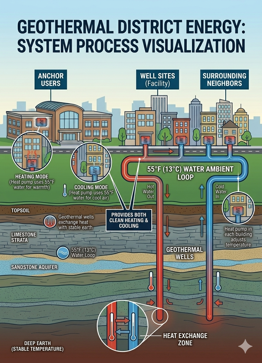 Geothermal District Energy: System Process Visualization