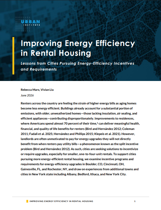 Urban Institute: Improving Energy Efficiency in Rental Housing