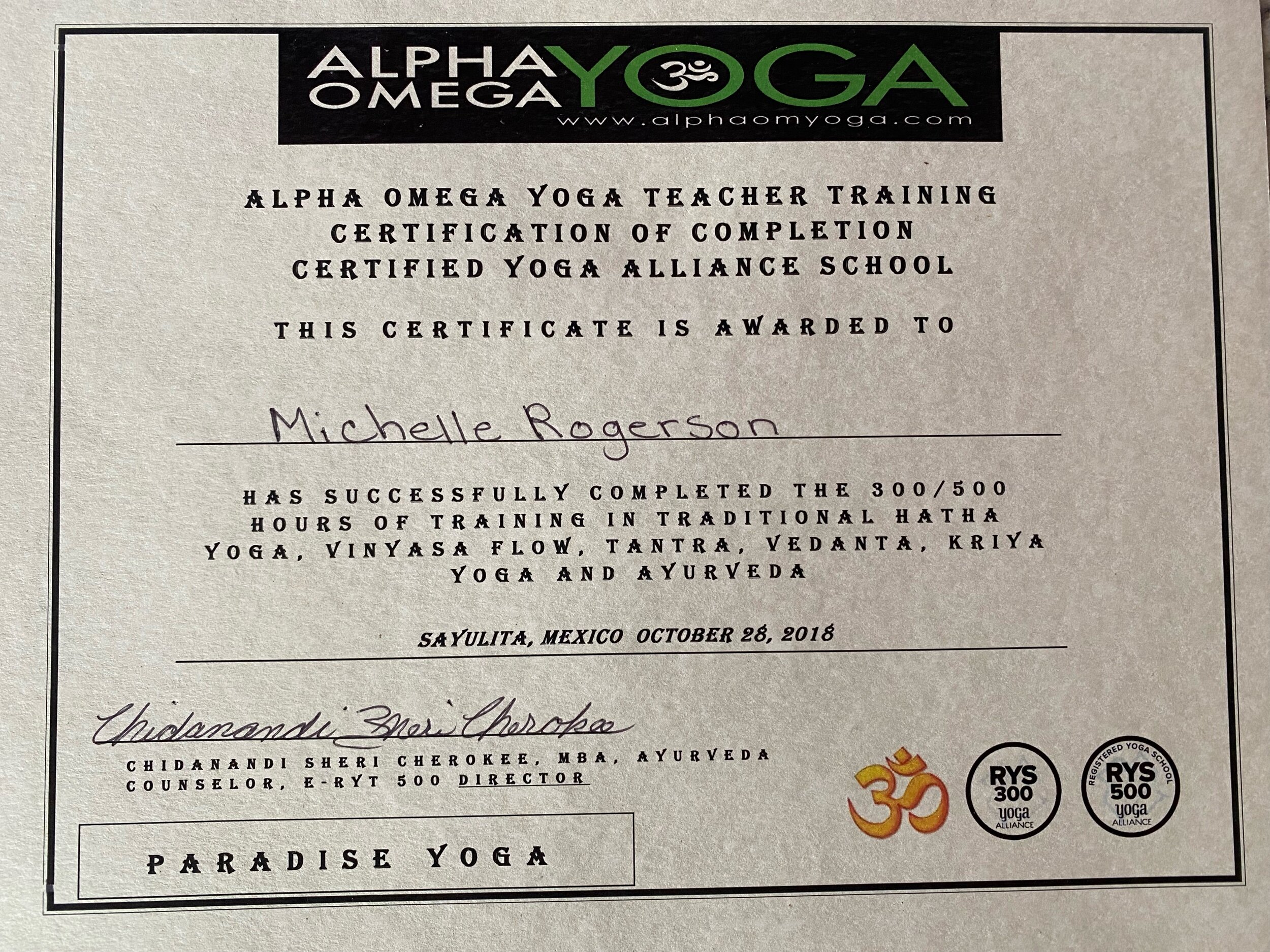 500-hr Yoga Alliance