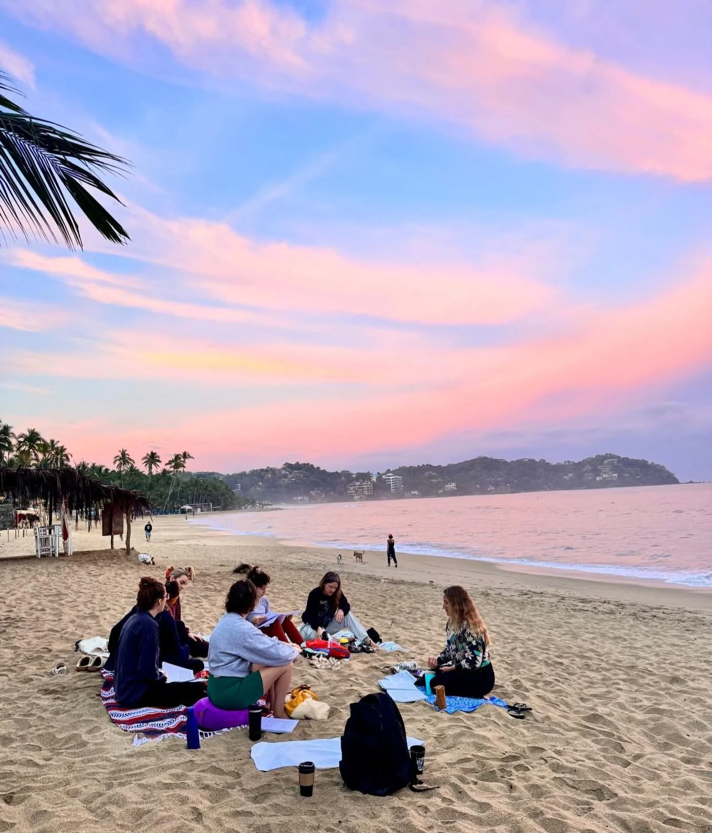 Early morning beach meditations are one of my favorite parts of teaching @evoka_____ yoga teacher training. I am so grateful for these students. @ericakuhne thanks for capturing this moment. #sayulita