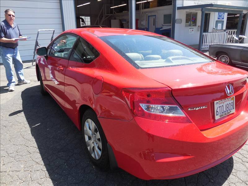 2012 Red Honda Civic Rear Quarter Panel Dent Repair