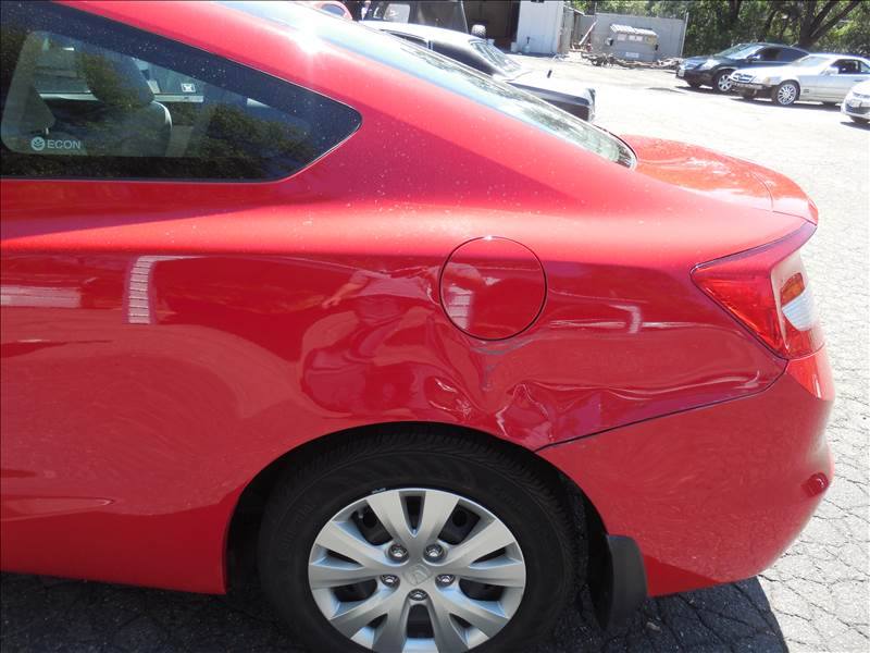 2012 Red Honda Civic Rear Quarter Panel Dent Repair Side Profile