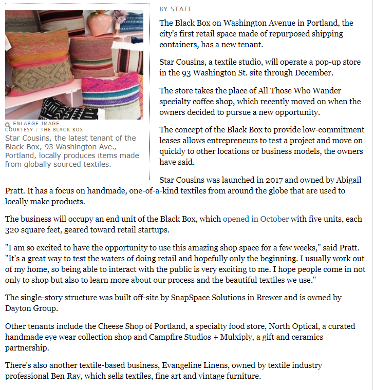 MaineBiz shares details about Portland-based Star Cousins in The Black Box.