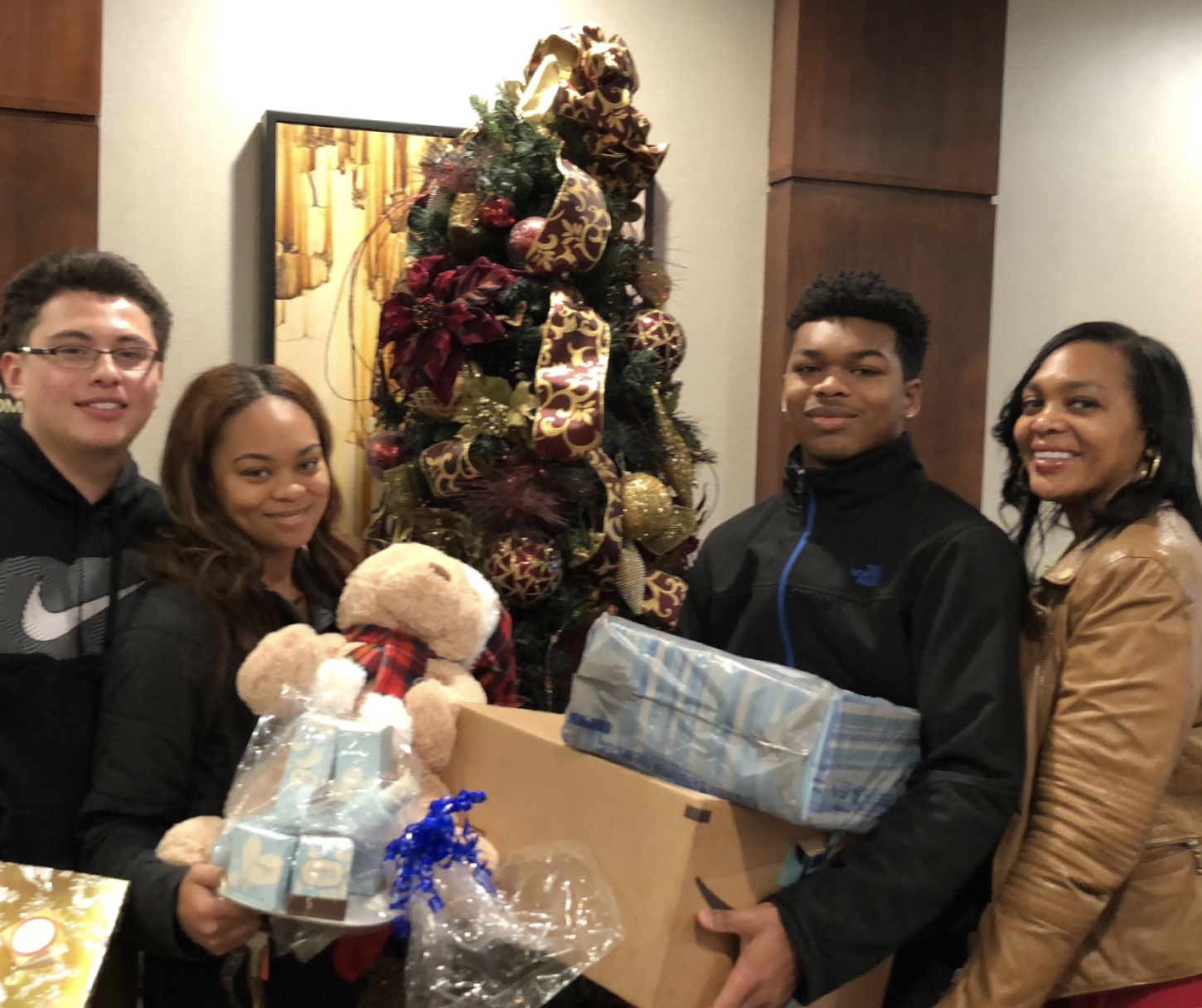 Family A Christmas gift giving