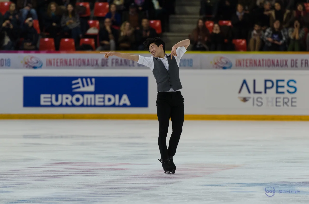 Nathan Chen (USA) finishes his Short Program at Internationaux de France (Photo Credit: Clara )
