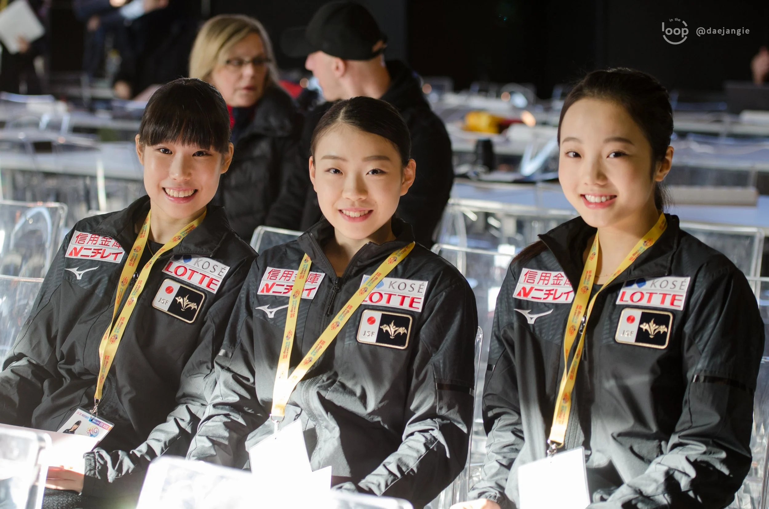 Mai Mihara, Rika Kihira and Marin Honda at the Internationaux de