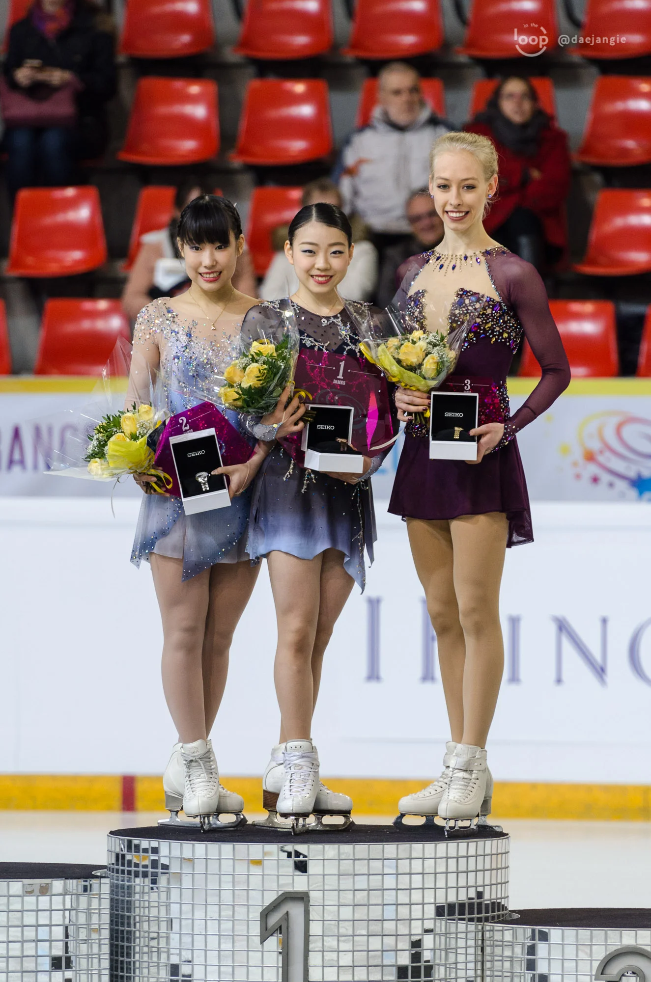 Rika Kihira, Mai Mihara and Bradie Tennell at the Internationaux
