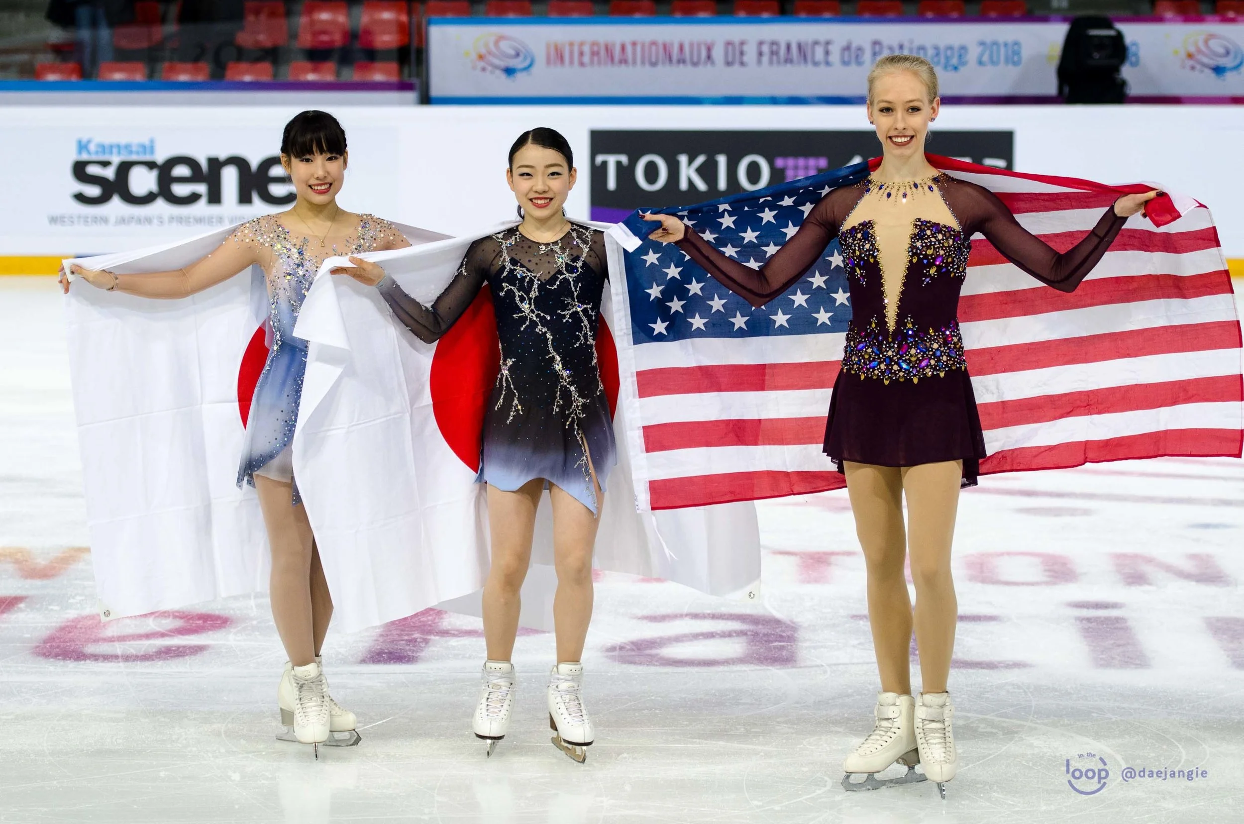 Rika Kihira, Mai Mihara and Bradie Tennell at the Internationaux