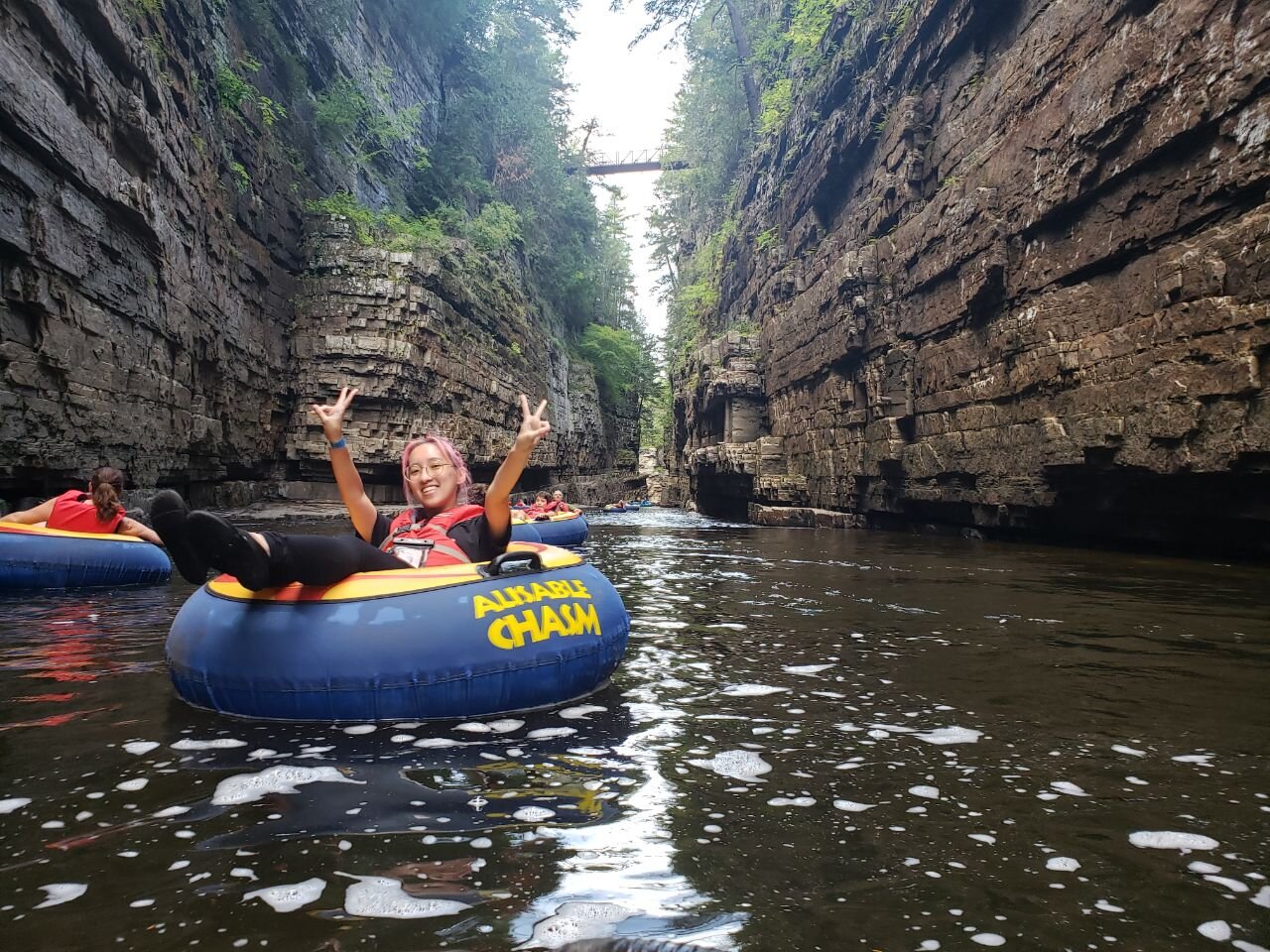 Gabb enjoying a tube ride down Ausable