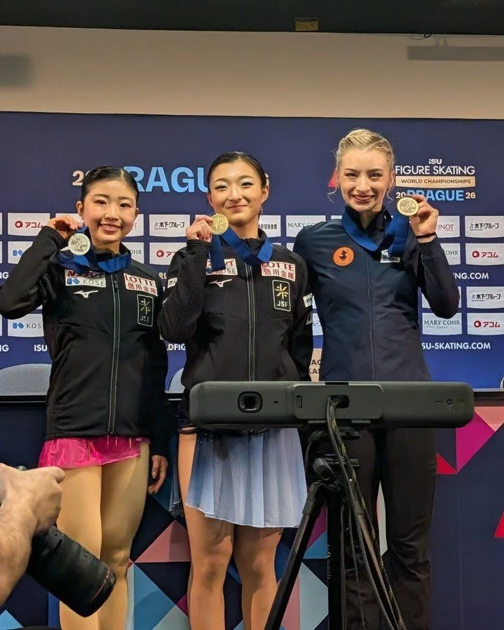 Women's short program press conference at #WorldFigure 💫 

#KaoriSakamoto was very satisfied with her performance. A week before Prague she was clean every day in training, and her performance today reflected that. The first JGP she competed at took
