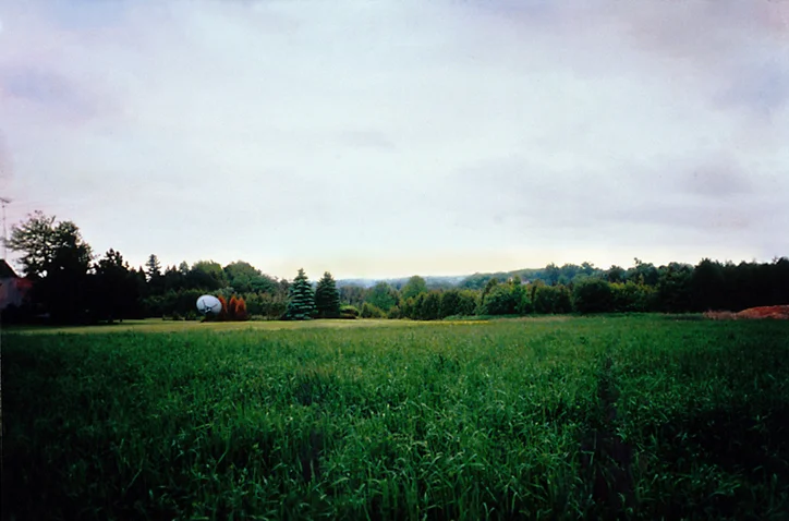 Field with satellite dish 39" x 26" oil on c-print 2001