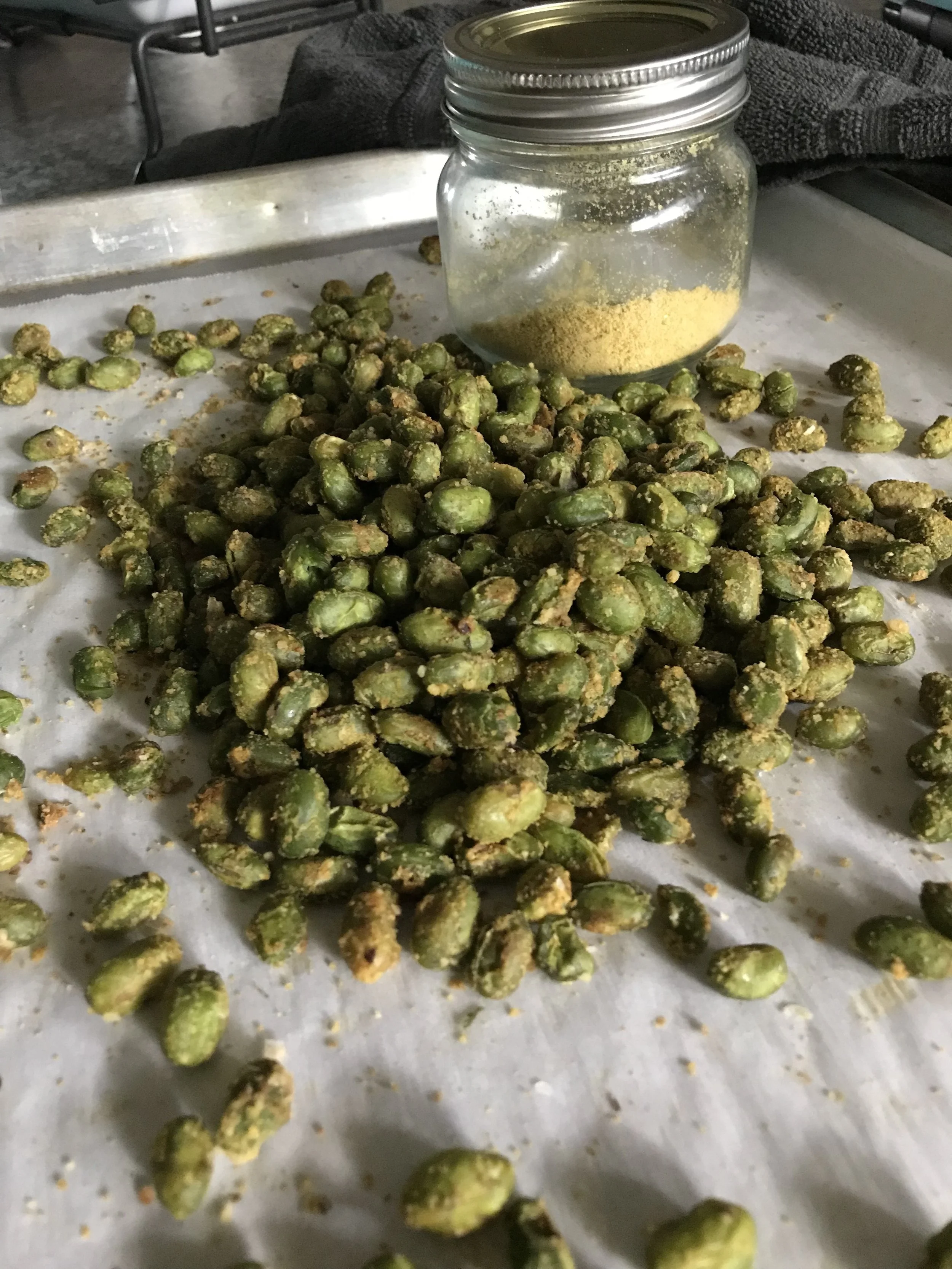 Nutritiously Simple — Roasted Parmesan Edamame
