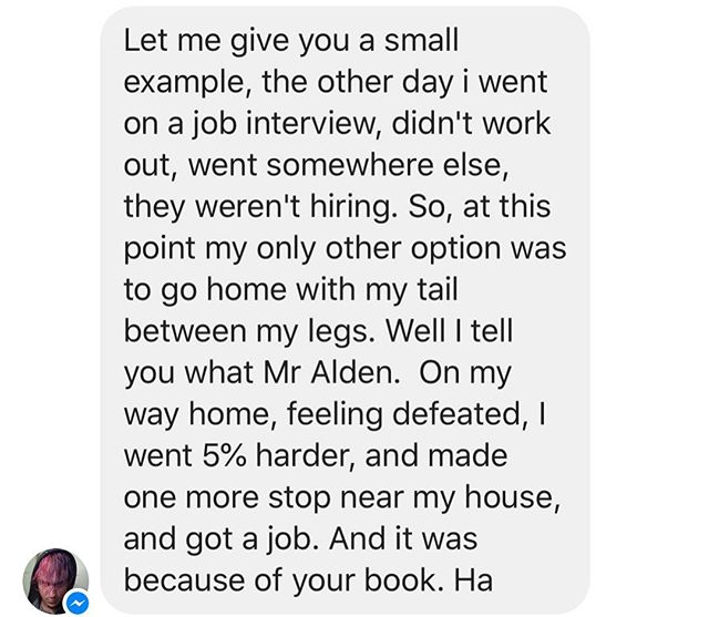 Fills me with pride and joy to get messages like this!  #5percentmore #grateful