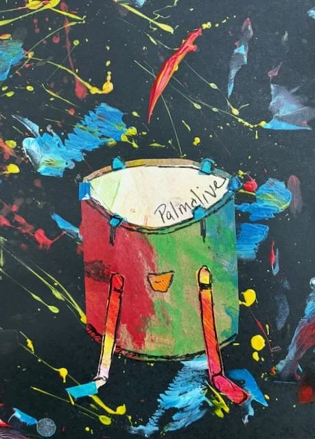 Drum on Splattered Black