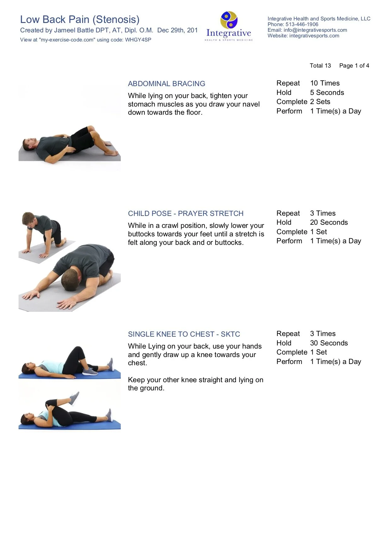 HEP: Low Back Pain (Spinal Stenosis)