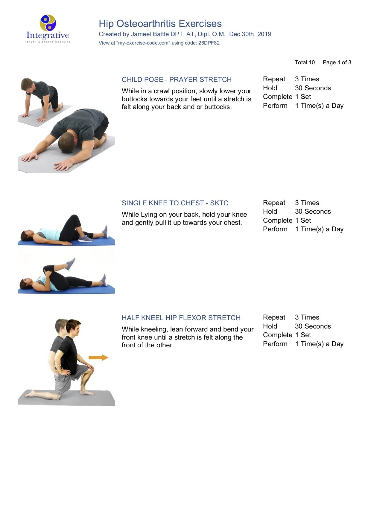 Personalized Physical Therapy Home Exercise Program (HEP) — IHSM