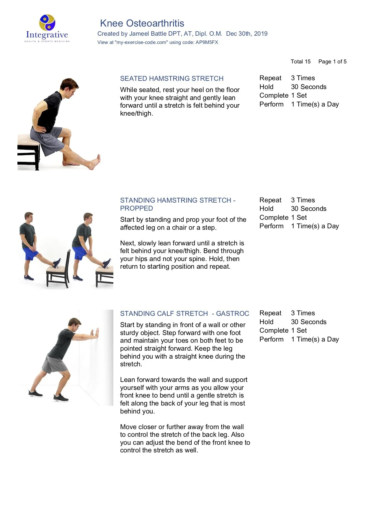Personalized Physical Therapy Home Exercise Program (HEP) — IHSM