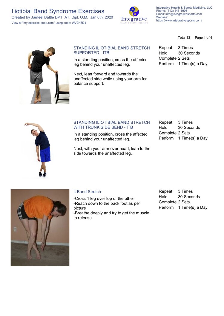 Home Exercise Program for Iliotibial Band Syndrome — Integrative Health +  Sports Medicine