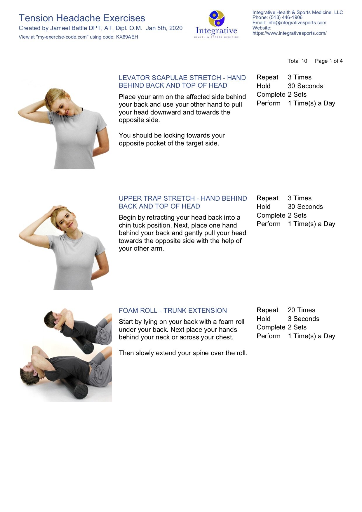 Home Exercise Program for Tension Headache — Integrative Health + Sports  Medicine