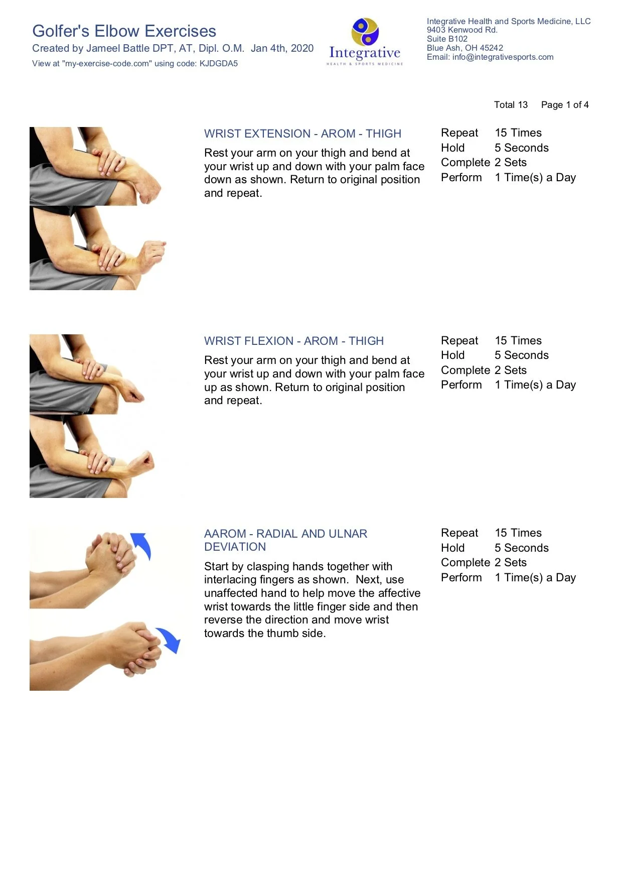 Home Exercise Program For Golfer s Elbow Medial Epicondylagia IHSM
