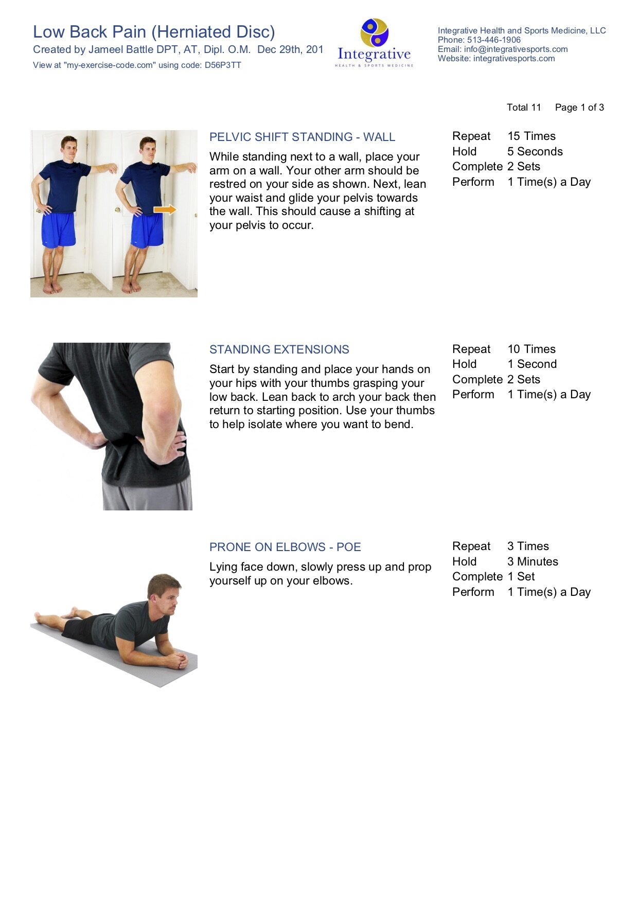Home Exercise Program for Low Back Pain (Herniated Disc) — Integrative  Health + Sports Medicine