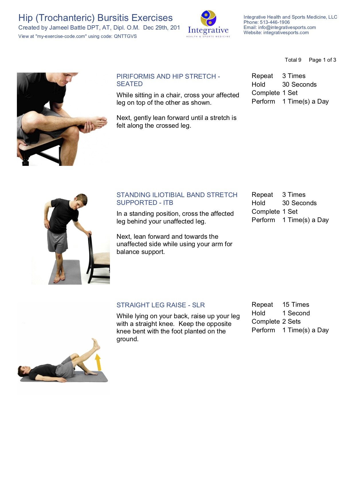 Home Exercise Program for Hip Trochanteric Bursitis — Integrative