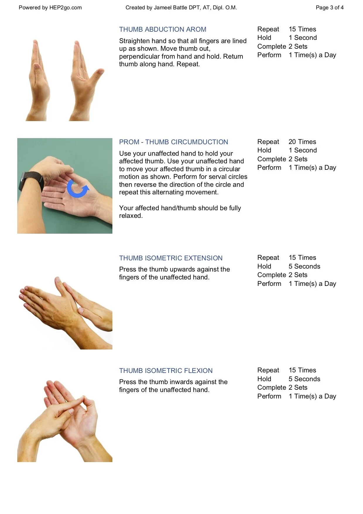 Thumb Rehabilitation Exercises
