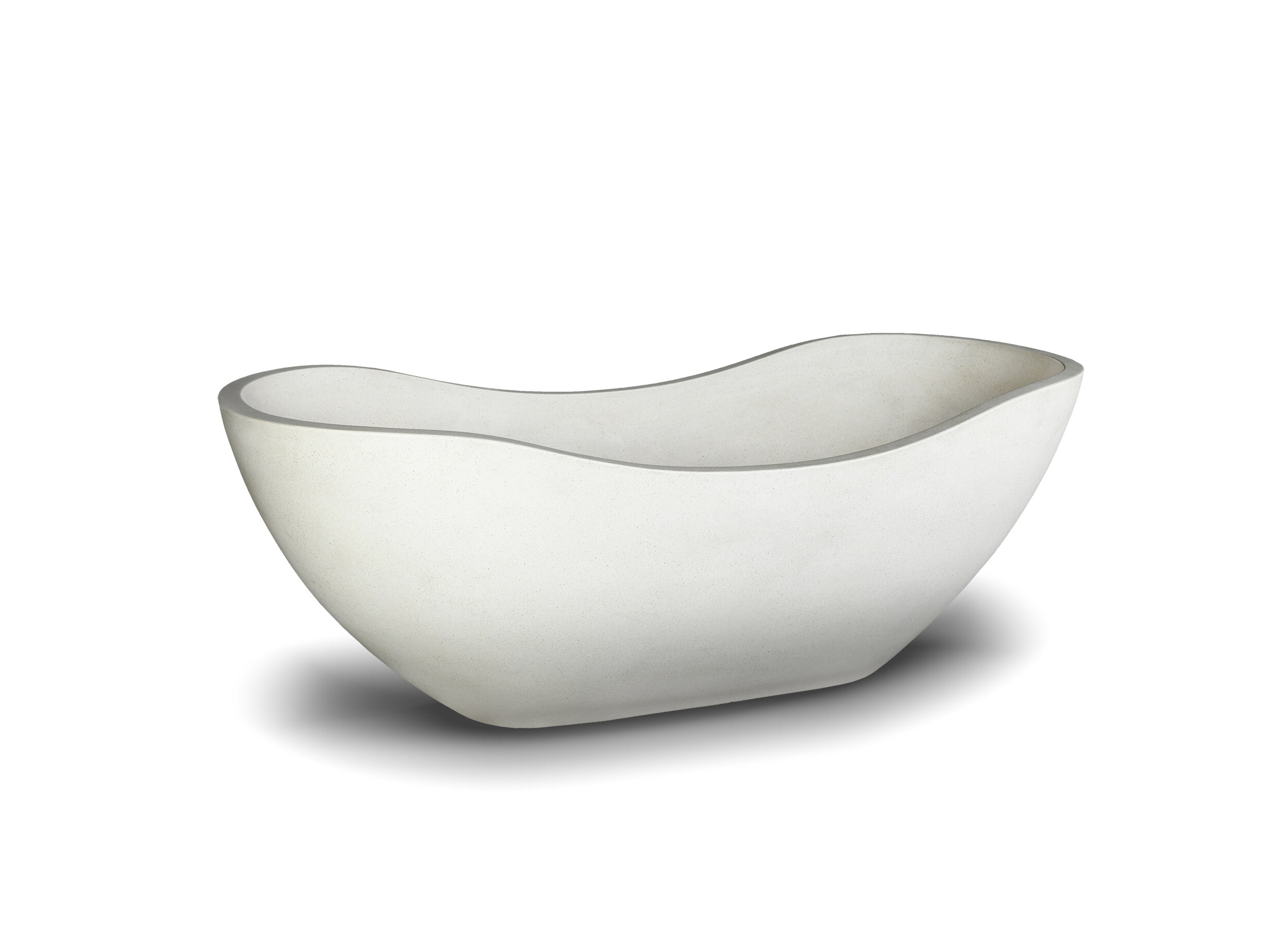 Three quarter view of our Orpheus Stone Bath in limestone colour