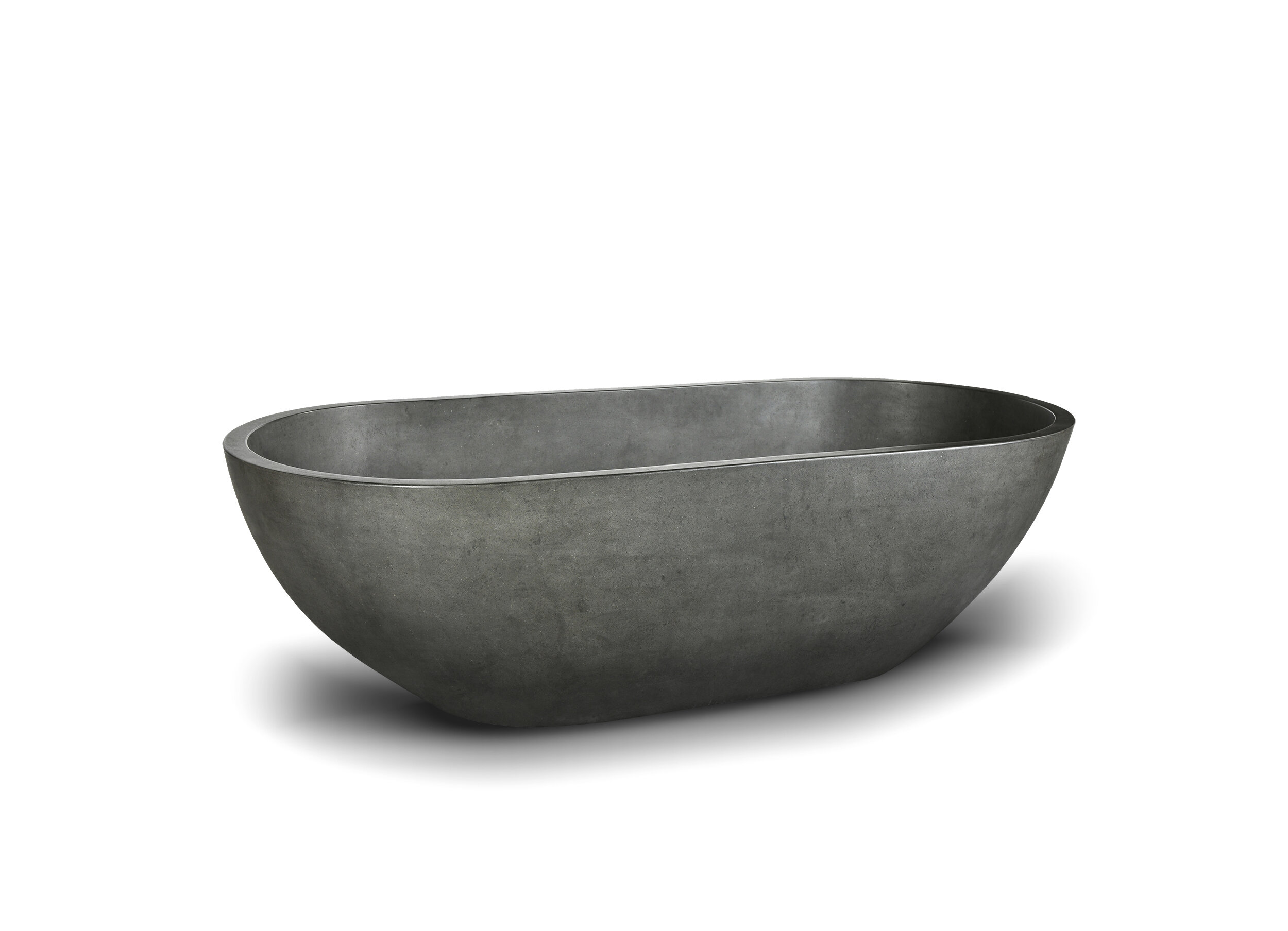 Three quarter view of our Renoir Stone Bath in medium grey colour