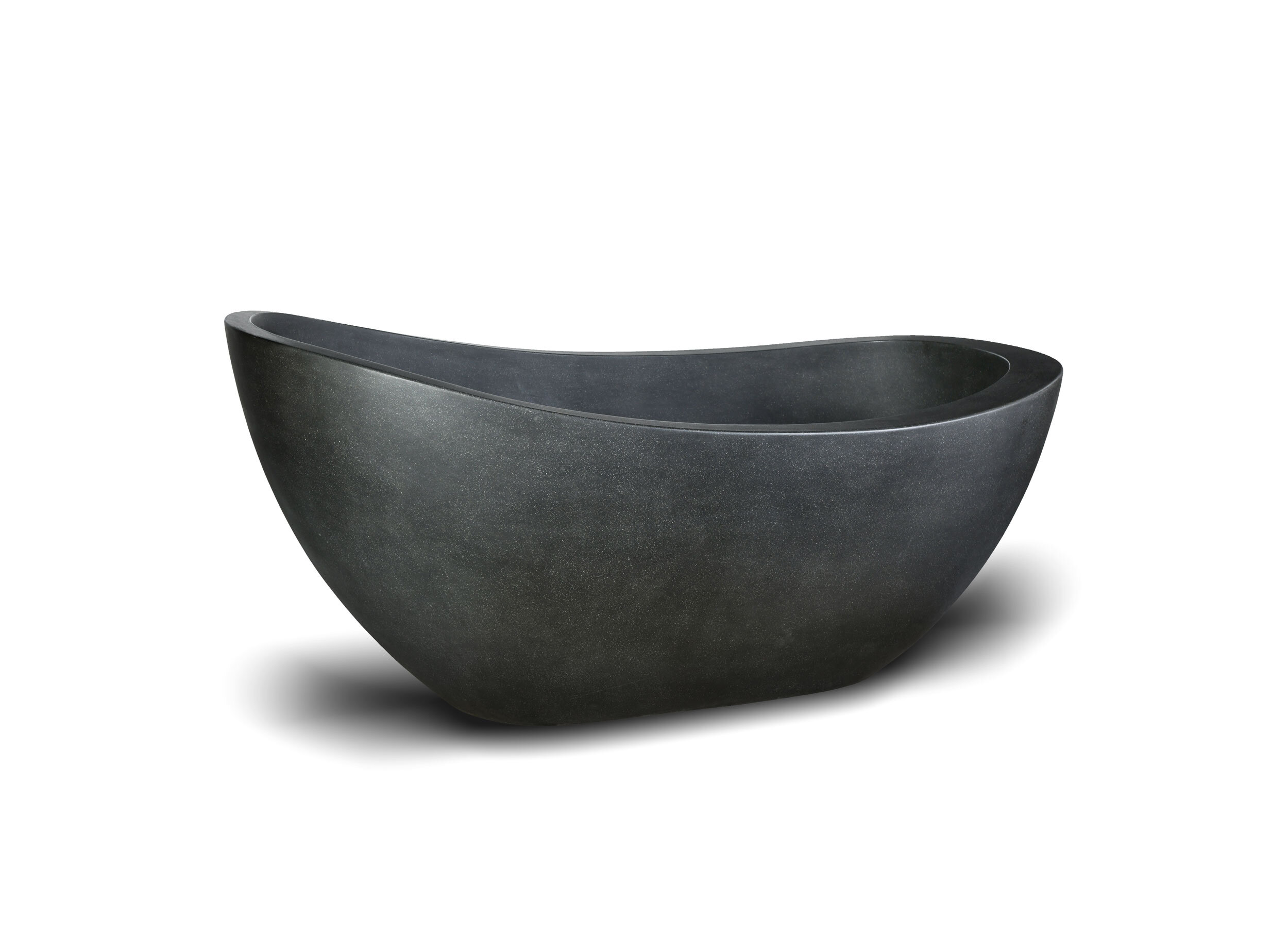 Three quarter view of our Da Vinci Stone Bath in dark grey colour