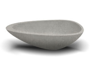 Face view of our Picasso Stone Bath in cement grey colour.