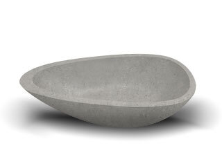 Three quarter view of our Picasso Stone Bath in cement grey colour.