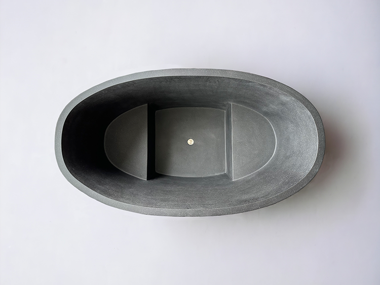 Top view of our Hokusai Stone Composite Japanese Bath in dark grey colour