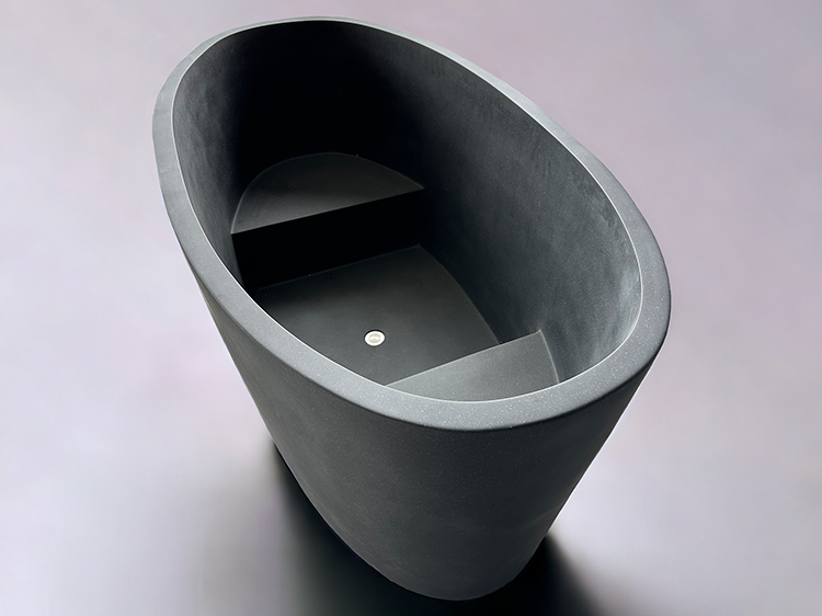 Upper view of our Hokusai Stone Composite Japanese Bath in dark grey colour