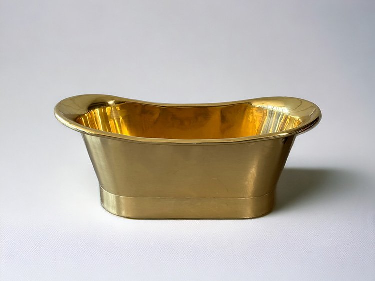 Copper freestanding bath in Nickel Brass finish - Natural Stone Bath Worx