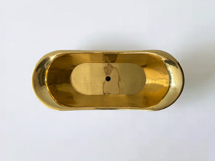 Copper freestanding bath in Nickel Brass finish - Natural Stone Bath Worx