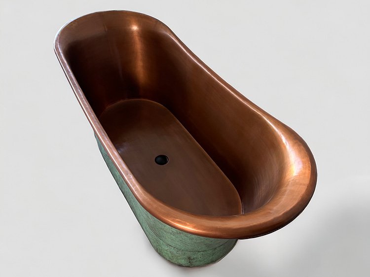 Copper freestanding bath in Vert de Gris finish - Natural Stone Bath Worx
