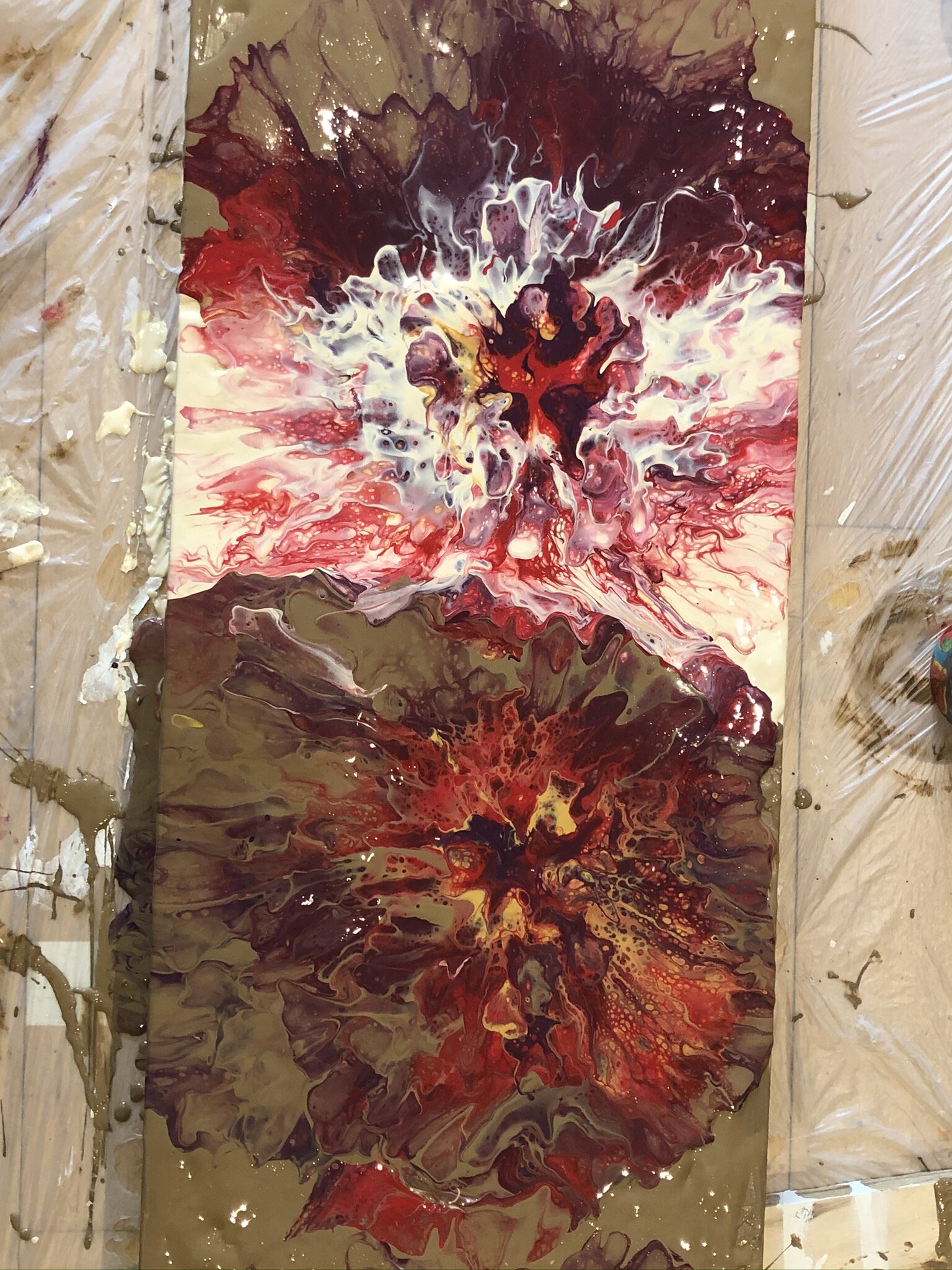 Detail of "Magma" immediately after painting.