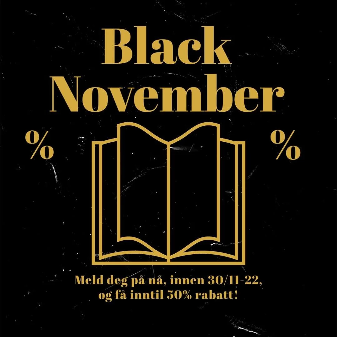 Black November tilbud 2022✨
Benytt h&oslash;stm&oslash;rket til &aring; starte opp skrivingen av din f&oslash;rste krimroman.
Vi gir deg inntil 50% rabatt p&aring; komplett skrivekurs, slik at du kan komme raskt i gang📝

#skrivekurs #forfatterliv #b