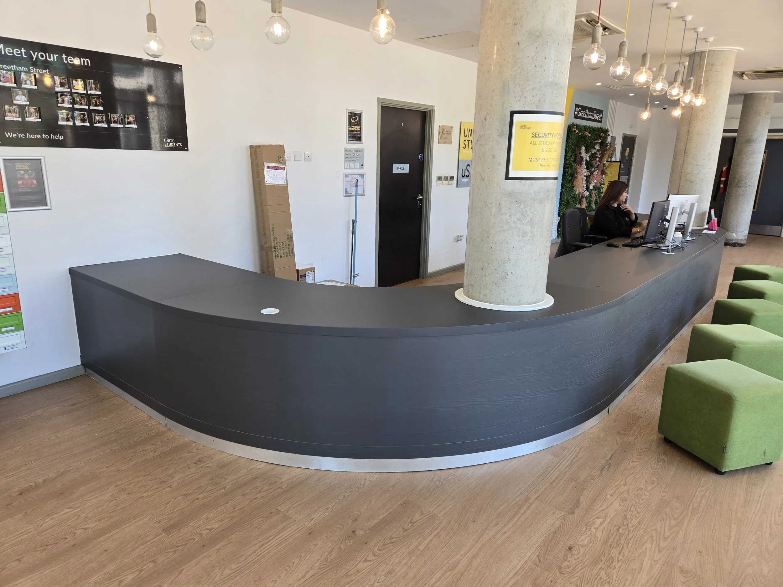 Vinyl wrapped reception area at local Hampshire college