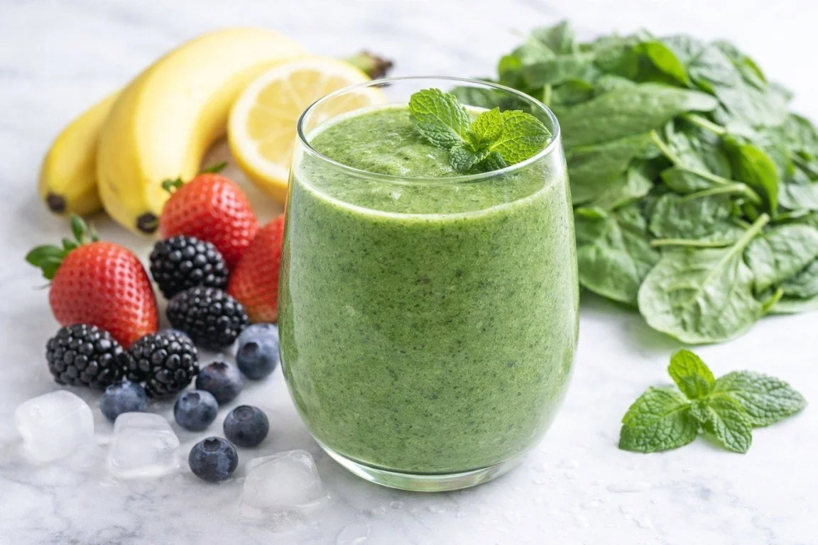 a recipe of a green smoothie to support reduction of systemic bodywide inflammation